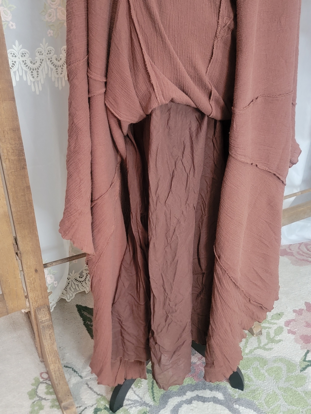 Chadwicks Brown Crinkle Cotton Maxi Skirt Boho Cottagecore Prairie Size M - Picture 5 of 7